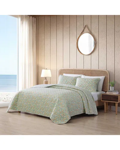 Tommy Bahama Pineapple Bloom Reversible Quilt Set In Green