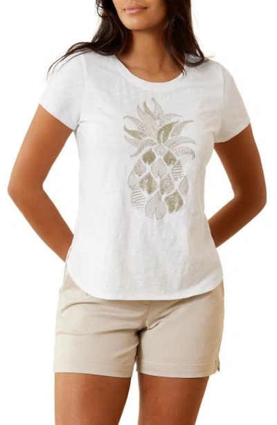 Tommy Bahama Pineapple Lux Sequin Beaded T-shirt In White