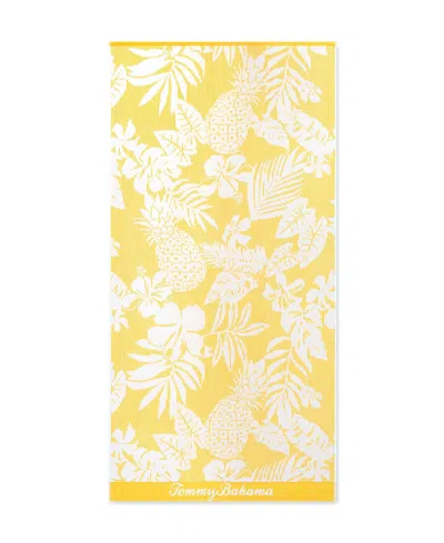 Tommy Bahama Pineapple Pinstripe Yarn Dyed Beach Towel, 36" X 68" In Yellow