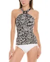 Tommy Bahama Playa Brava Reversible Ring Tankini Top In Black