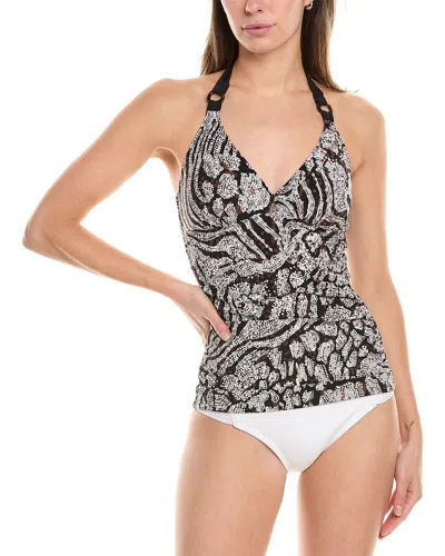 Tommy Bahama Playa Brava Reversible Ring Tankini Top In Black