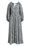 Tommy Bahama Playa Python Long Sleeve Maxi Dress In Shadow