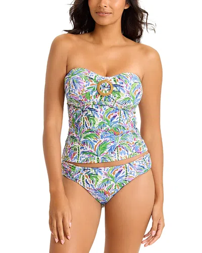 Tommy Bahama Poolside Palms Bandeau Tankini Top In Green