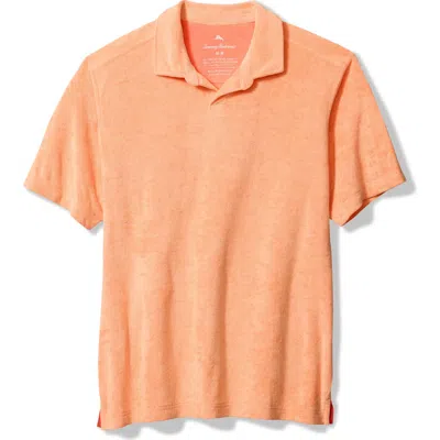 Tommy Bahama Poolside Terry Cloth Johnny Collar Polo In Orange