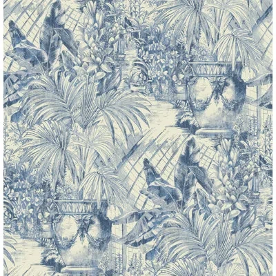 Tommy Bahama Porto Santo Toile Peel And Stick Wallpaper Roll 29.5" W X 18' L In Blue