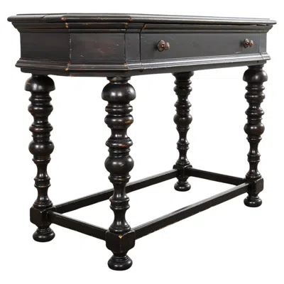 Pre-owned Tommy Bahama Portuguese Style Ebonized Spinet Secretary Desk By  In Brown