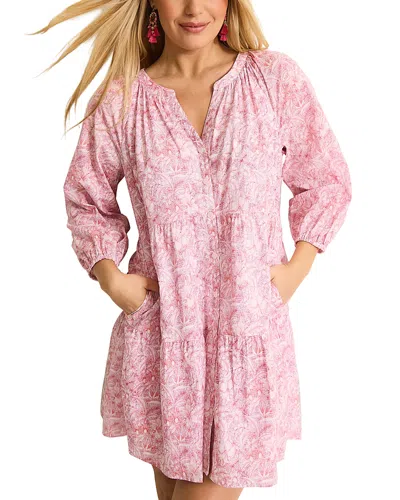 Tommy Bahama Prima Petals Three Quarter Sleeve Dress In Cloud Nine