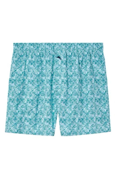Tommy Bahama Print Boxer Shorts In Green