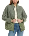Tommy Bahama High Pile Fleece Mixed Media Quilted Jacket In Green