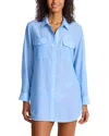 Tommy Bahama Relaxed Boyfriend Shirt Swim Cover-up In Blue