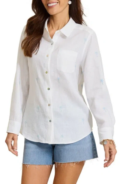 Tommy Bahama Relaxed Palm Tree Embroidered Linen Button-up Shirt In Linen Sky