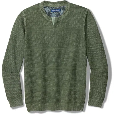 Tommy Bahama Saltwater Tide Abaco Cotton Split Neck Sweater In Green