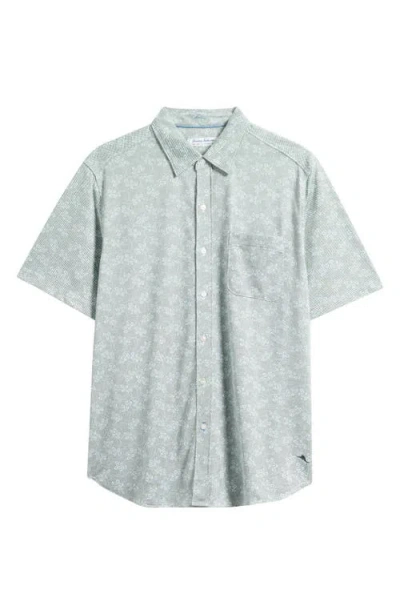 Tommy Bahama San Lucio Lotos Floral Islandzone® Short Sleeve Cotton Blend Button-up Shirt In Green