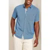 Tommy Bahama San Lucio Lotus Happy Hour Islandzone® Short Sleeve Cotton Blend Button-up Shirt In Blue