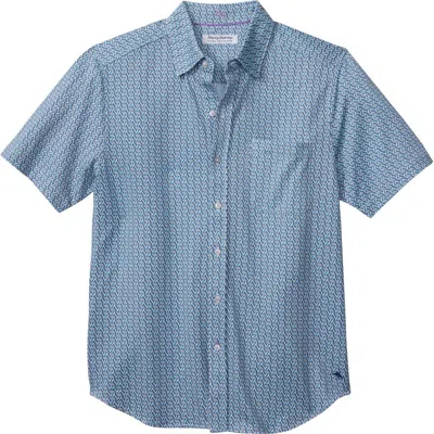 Tommy Bahama San Lucio Plaza Geo Pattern Short Sleeve Button-up Shirt In Island Navy