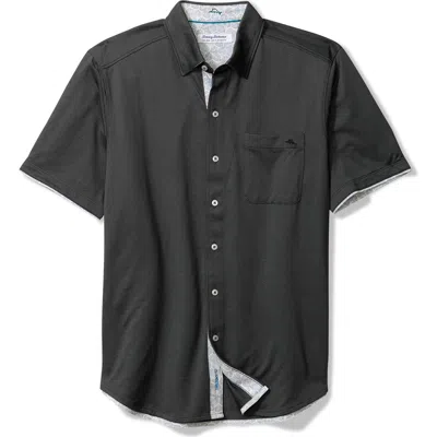 Tommy Bahama San Lucio Tri Leaf Geo Happy Hour Islandzone® Button-up Shirt In Black
