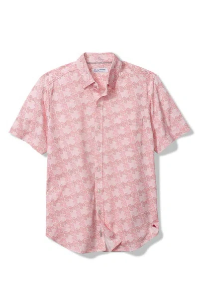 Tommy Bahama San Lucio Tri Leaf Geo Print Islandzone® Short Sleeve Button-up Shirt