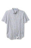 Tommy Bahama San Lucio Tri Leaf Geo Print Islandzone® Short Sleeve Button-up Shirt In Avalanche