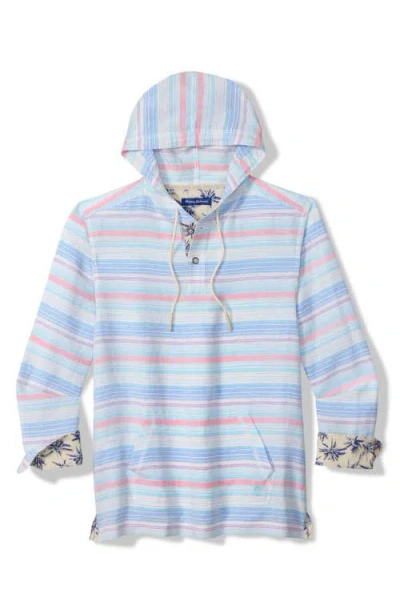 Tommy Bahama Sand Linen Los Bellos Stripe Baja Linen Blend Pullover Hoodie In Blue