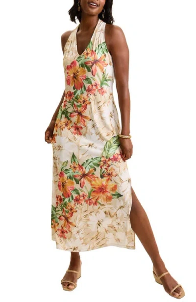 Tommy Bahama Sandy Solar Bloom Sleeveless Maxi Dress In Travertine