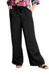 Tommy Bahama Satin Drawstring Wide Leg Pants In Black