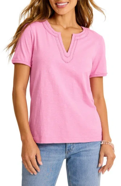 Tommy Bahama Scallop Trim Organic Cotton Top In Pink