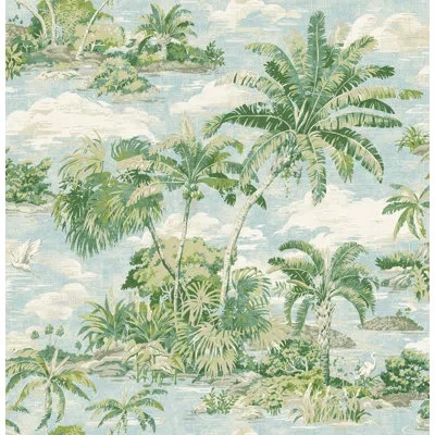 Tommy Bahama Scenic Beauty Island Peel And Stick Wallpaper Roll 20.5" W X 18' L In Blue,green