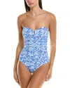 Tommy Bahama Scrolls V-front Bandeau One-piece In Blue