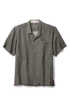 Tommy Bahama Sea Glass Short Sleeve Button-up Linen Camp Shirt In Gunmetal