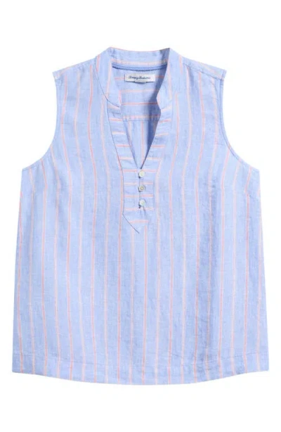 Tommy Bahama Sea Salt Stripe Sleeveless Linen Top In Multi