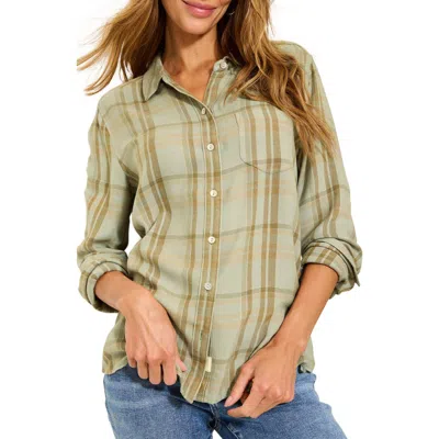 Tommy Bahama Seabed Sand Brushed Flannel Twill Button-up Top In Dusty Thyme