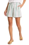 Tommy Bahama Seabright Stripe Linen Drawstring Shorts In Green