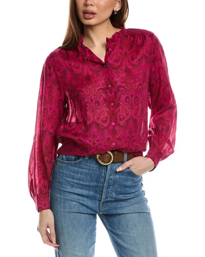 Tommy Bahama Seaside Ikat Ruffle Neck Top In Pink