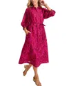 Tommy Bahama Seaside Ikat Long Sleeve Midi Shirtdress In Pink Papaya