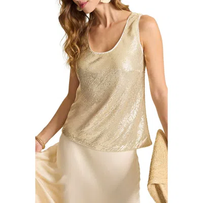 Tommy Bahama Sequin Georgette Tank In Brown