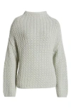 Tommy Bahama Shimmer Cable Stitch Chenille Wool Blend Sweater In Metallic Silver