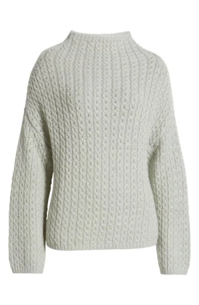 Tommy Bahama Shimmer Cable Stitch Chenille Wool Blend Sweater In Metallic Silver