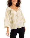 Tommy Bahama Shimmering Shores Metallic Leaf Print Split Neck Top