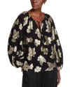 Tommy Bahama Shimmering Shores Tie Neck Blouse In Black