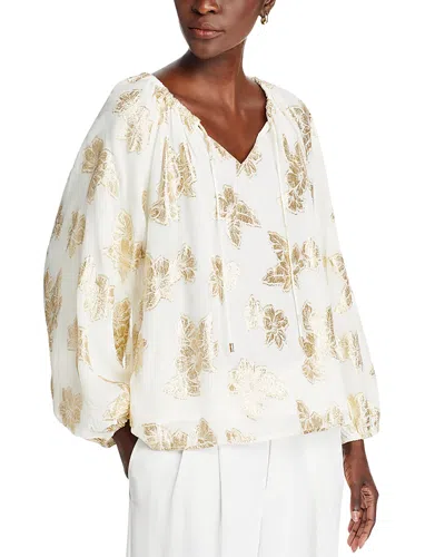 Tommy Bahama Shimmering Shores Tie Neck Blouse In Coconut