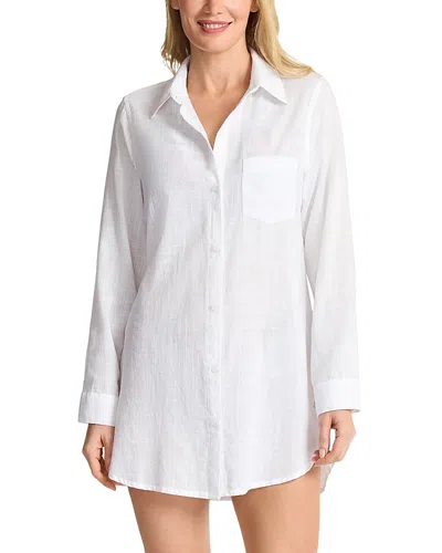 Tommy Bahama Shoreline Boyfriend Shirt Swim Cover-up In White