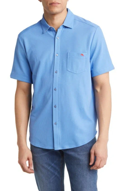 Tommy Bahama Short Sleeve Piqué Button-up Shirt In Mountain Bluebell