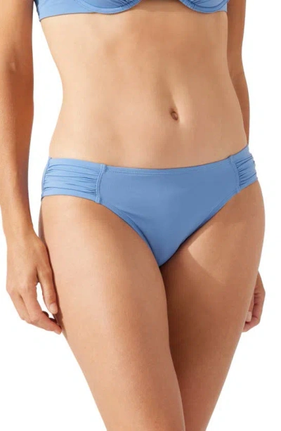Tommy Bahama Side Shirred Hipster Bikini Bottoms In Blue Monday