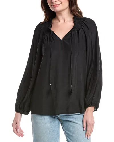 Tommy Bahama Silky Seas Smocked Peasant Top In Black