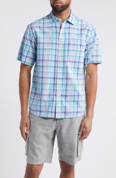Tommy Bahama Sky Ripple Check Short Sleeve Button-up Shirt In Gulf Shore