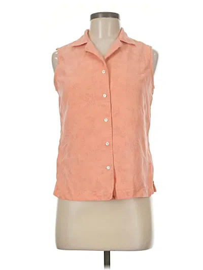 Pre-owned Tommy Bahama Sleeveless Silk Top Orange Collared Neckline Tops