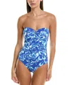 Tommy Bahama Soft Floral V-front Bandeau One-piece In Blue