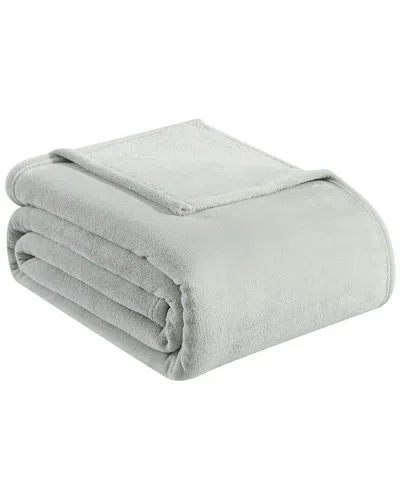 Tommy Bahama Solid Ultra Soft Plush Fleece Blanket In Grey