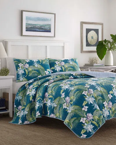 Tommy Bahama Southern Breeze Cotton Quilt Set In Green