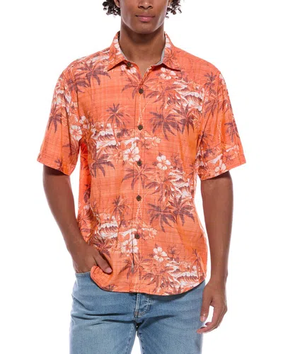 Tommy Bahama Sport Coconut Palmetta Islandzone Camp Shirt In Orange